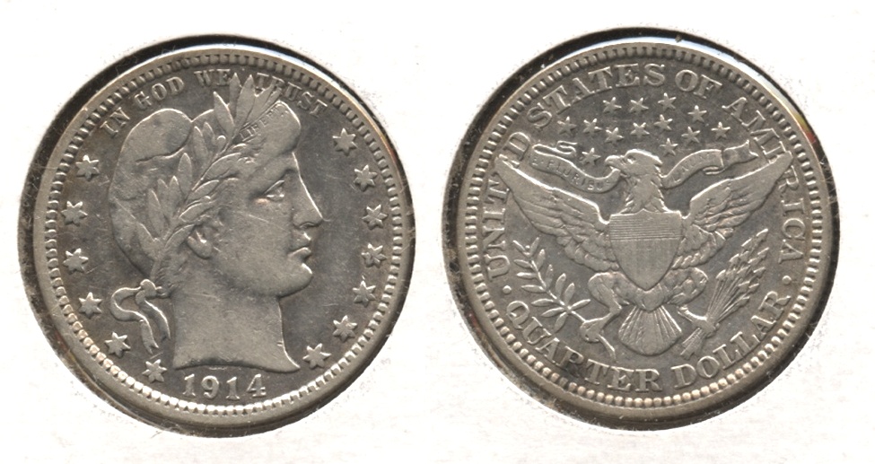 1914 Barber Quarter Fine-12 #b Cleaned