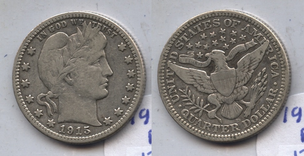 1915-D Barber Quarter Fine-12 #a
