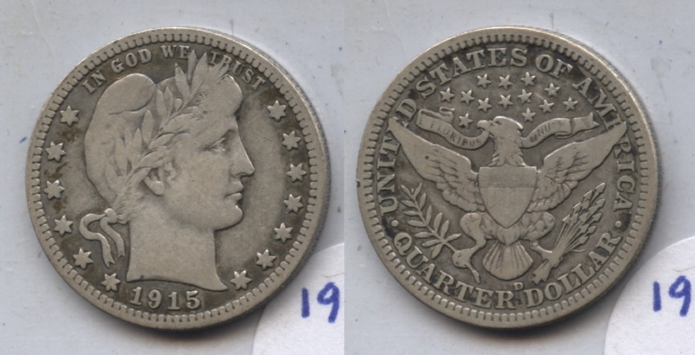 1915-D Barber Quarter Fine-12 #b