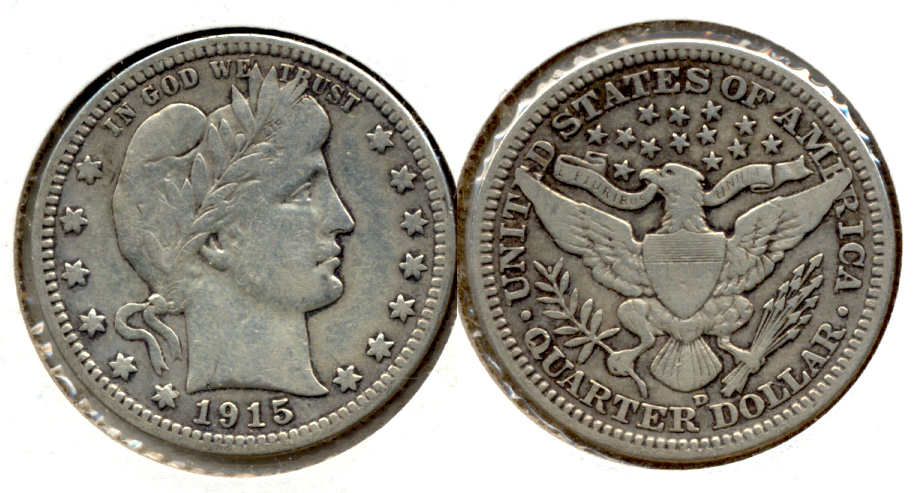 1915-D Barber Quarter Fine-15 Cleaned