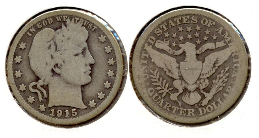 1915-S Barber Quarter Good-4