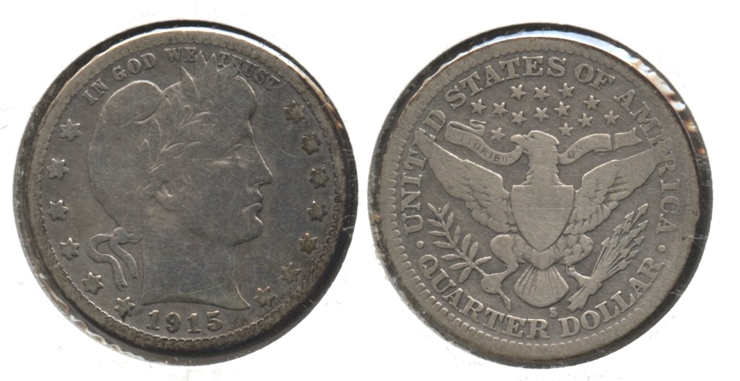 1915-S Barber Quarter VG-8 #a Cleaned