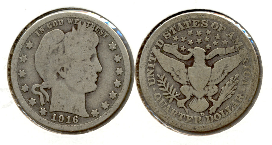 1916-D Barber Quarter Good-4 a
