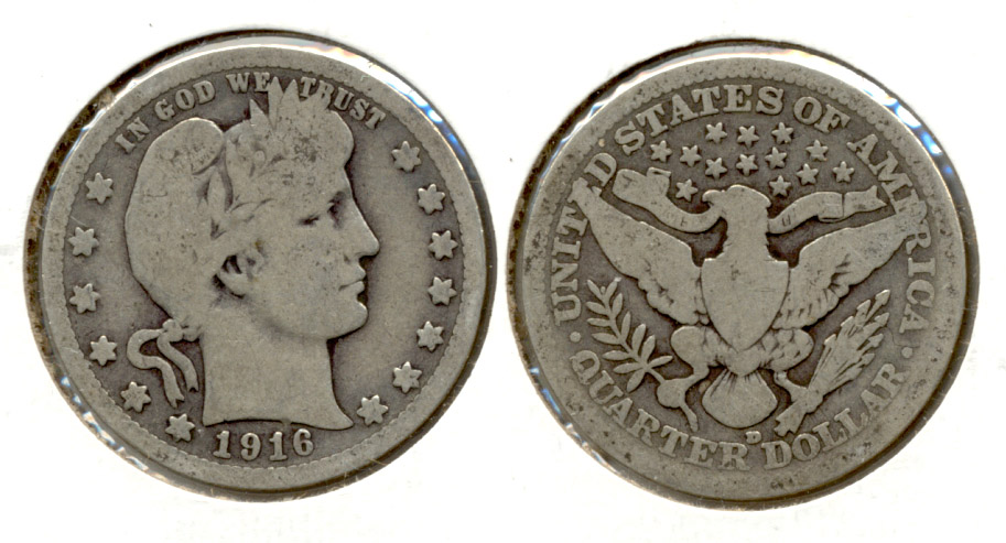 1916-D Barber Quarter Good-4 b