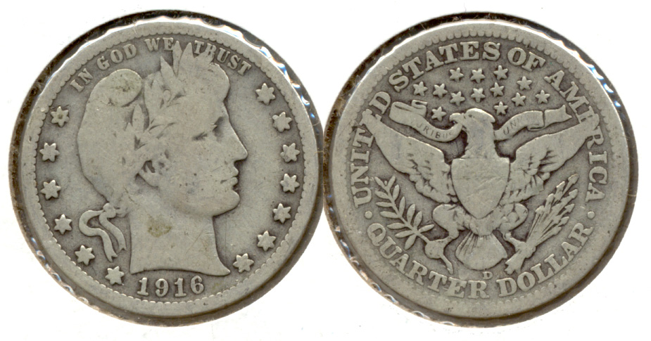 1916-D Barber Quarter Good-4 h
