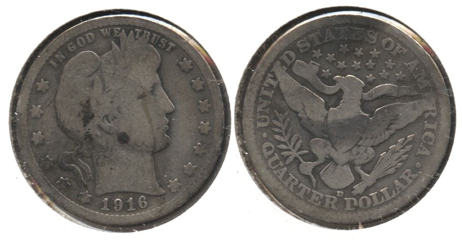 1916-D Barber Quarter Good-4 #k