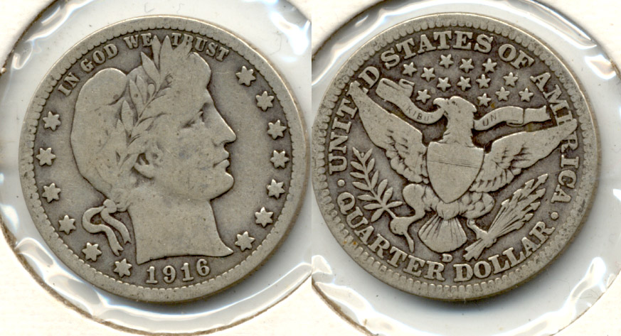 1916-D Barber Quarter VG-8 c