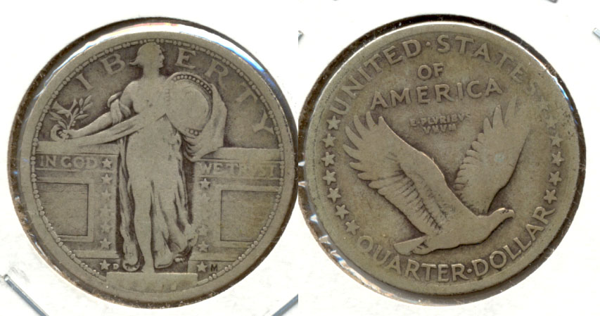1917-D Type 1 Standing Liberty Quarter Good-4 Weak Date