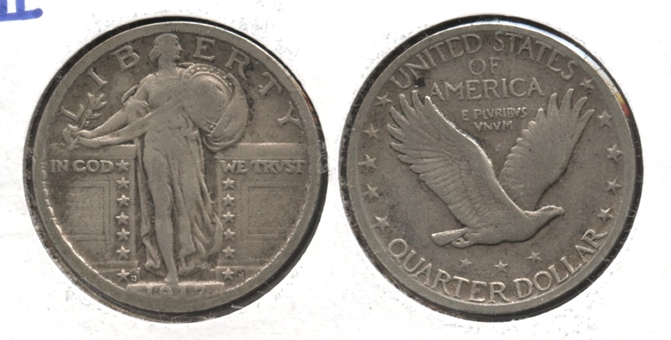 1917-D Type 2 Standing Liberty Quarter VF-20