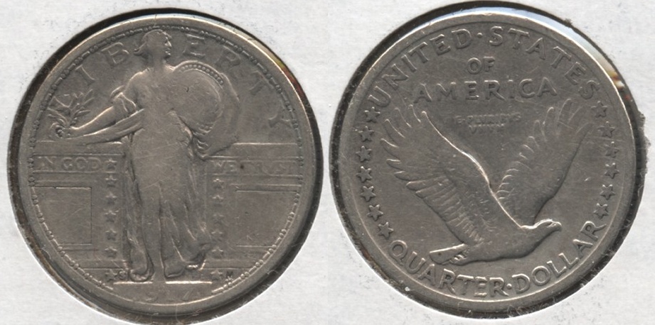 1917-S Type 1 Standing Liberty Quarter VG-8 Cleaned