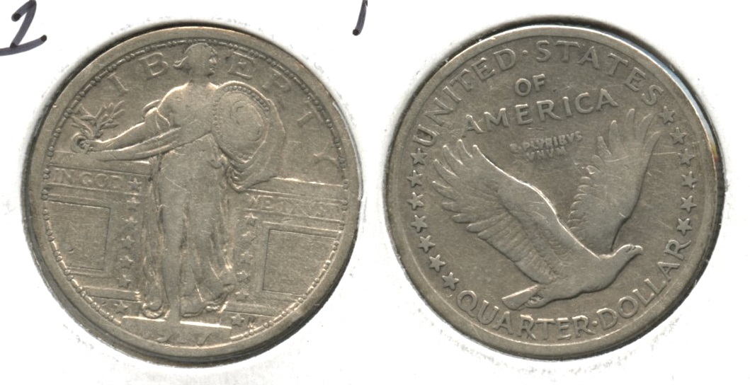 1917 Type 1 Standing Liberty Quarter Fine-12 #g Cleaned