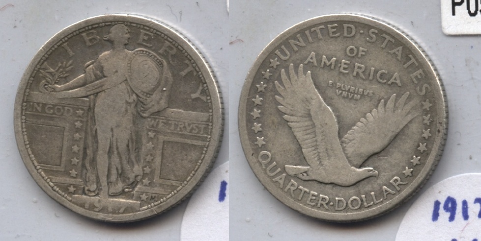 1917 Type 1 Standing Liberty Quarter VG-8 #e