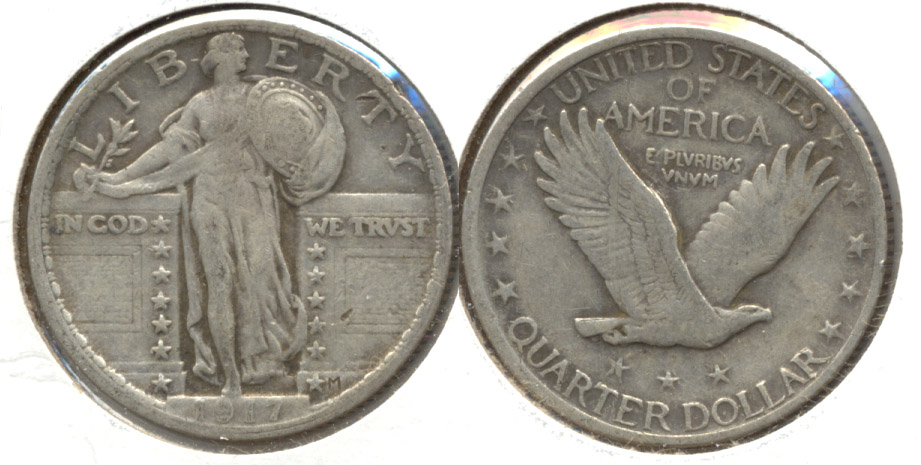 1917 Type 2 Standing Liberty Quarter VF-20