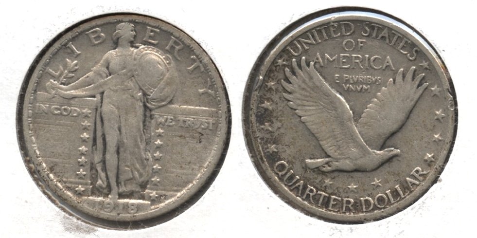 1918 Standing Liberty Quarter EF-40 Rim Nick