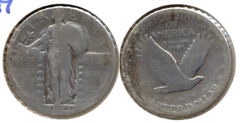 1927-S Standing Liberty Quarter AG-3 Cleaned