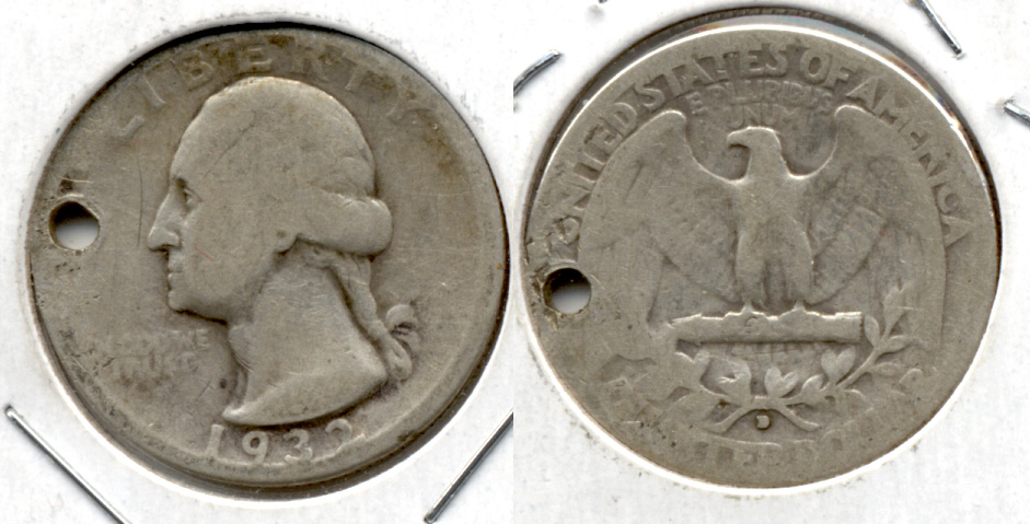1932-D Washington Quarter Good-4 Holed