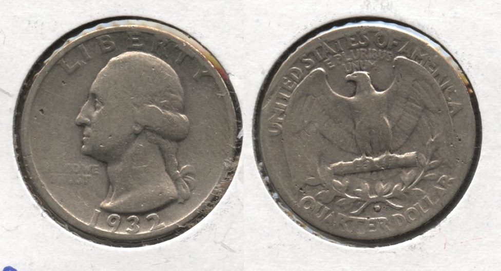 1932-D Washington Quarter Good-4 #c Old Cleaning
