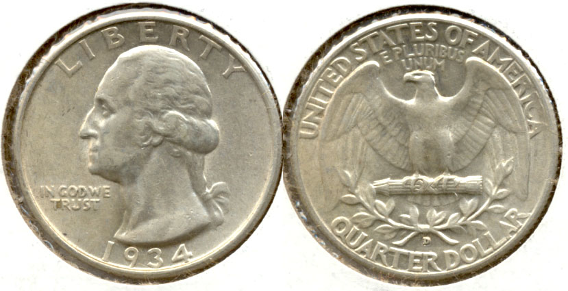 1934-D Washington Quarter AU-50