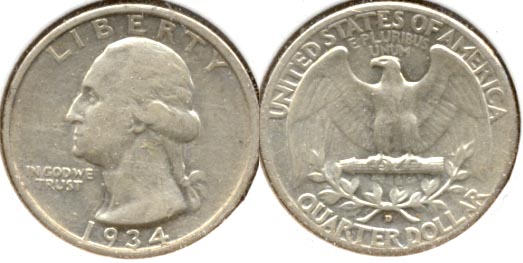 1934-D Washington Quarter VF-20