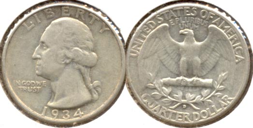 1934-D Washington Quarter VF-20 a