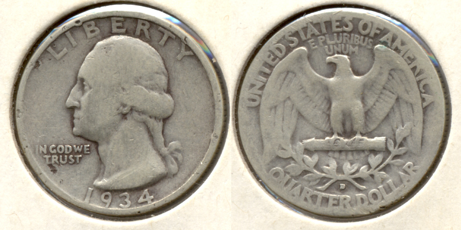 1934-D Washington Quarter VG-8