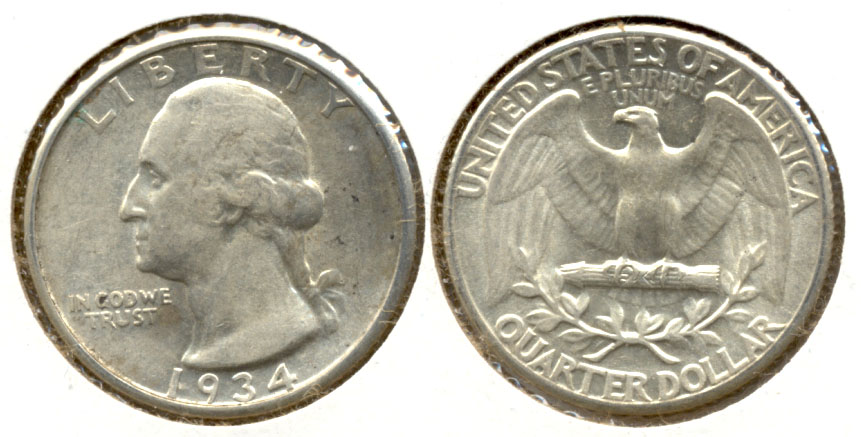 1934 Washington Quarter AU-50