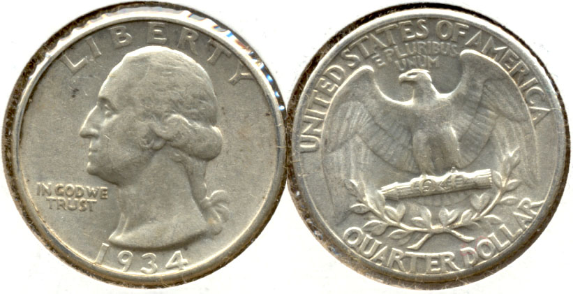 1934 Washington Quarter AU-50 e