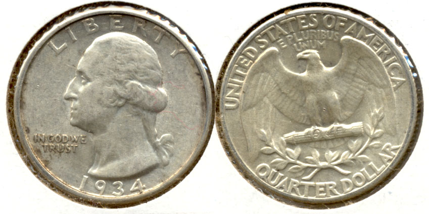 1934 Washington Quarter AU-50 f