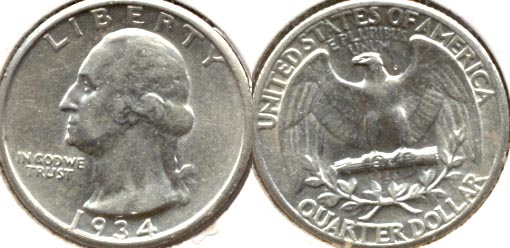 1934 Washington Quarter AU-50 j