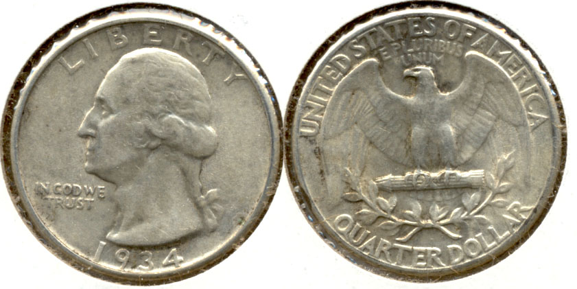 1934 Washington Quarter AU-50 l