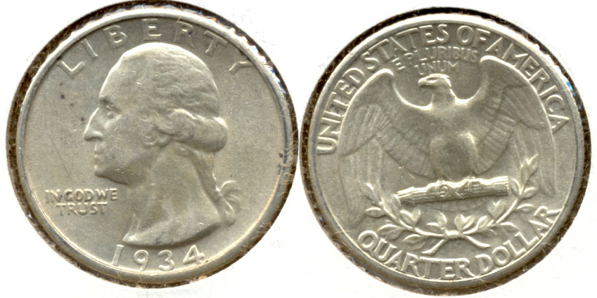 1934 Washington Quarter AU-50 n