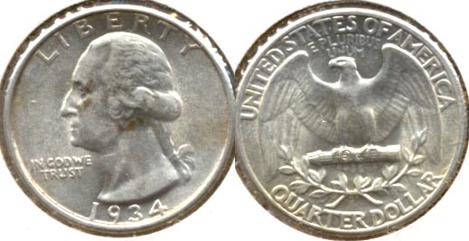 1934 Washington Quarter AU-50 t