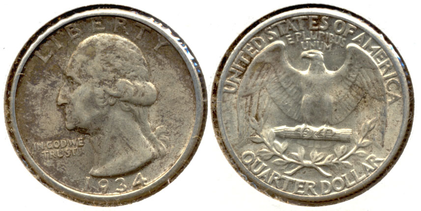 1934 Washington Quarter AU-50 u