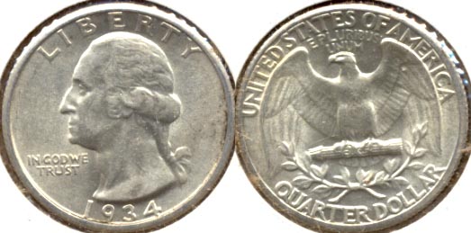 1934 Washington Quarter AU-55 a