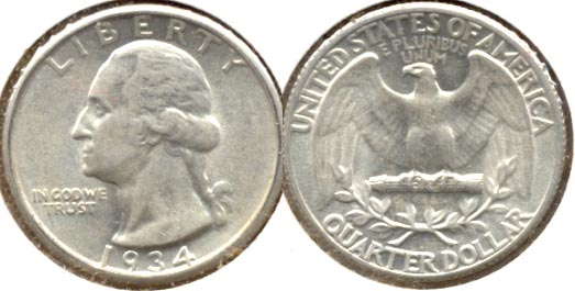 1934 Washington Quarter AU-55 f