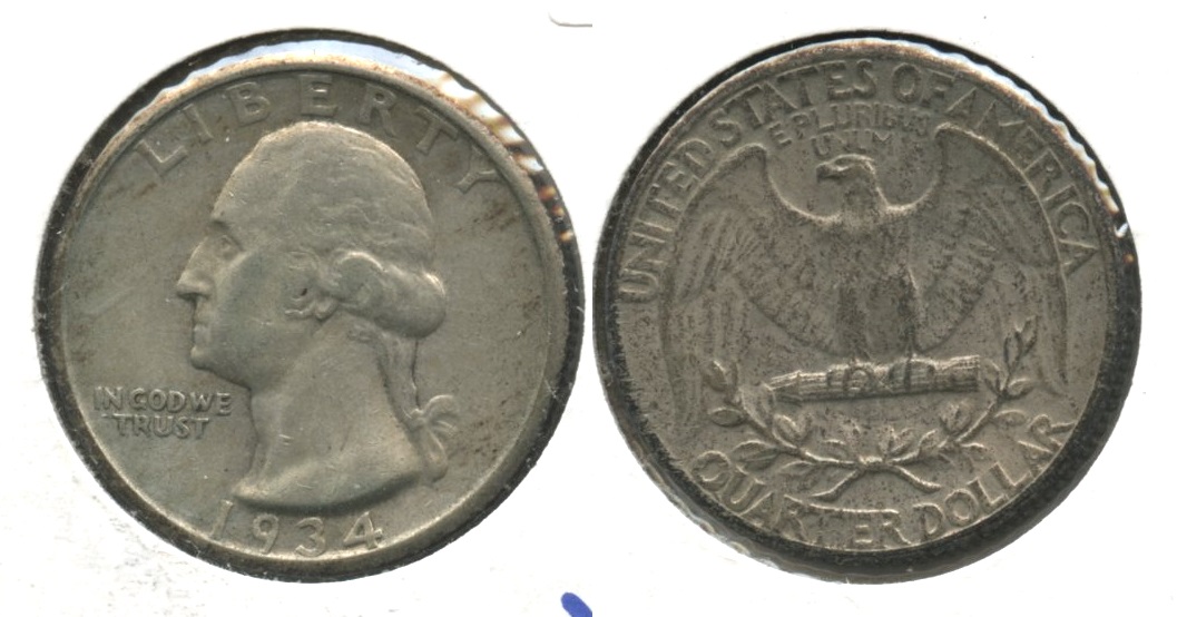 1934 Washington Quarter VF-20 #a Medium Tone