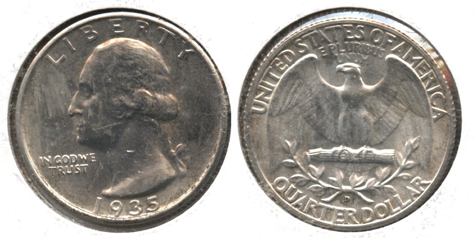 1935-D Washington Quarter MS-60 Cleaned
