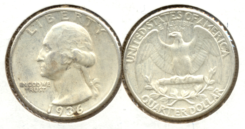 1936 Washington Quarter AU-55 Hazy