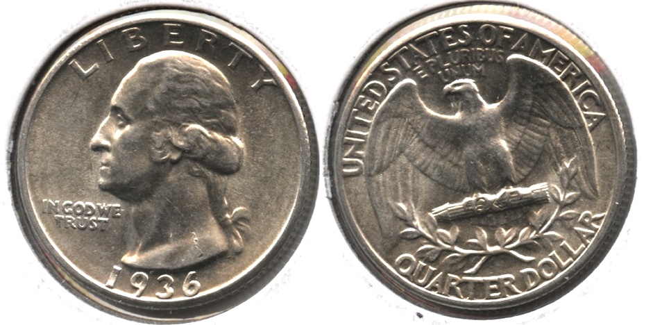 1936 Washington Quarter AU-55 d