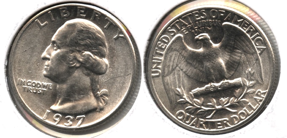 1937 Washington Quarter MS-60 Obverse Scratch