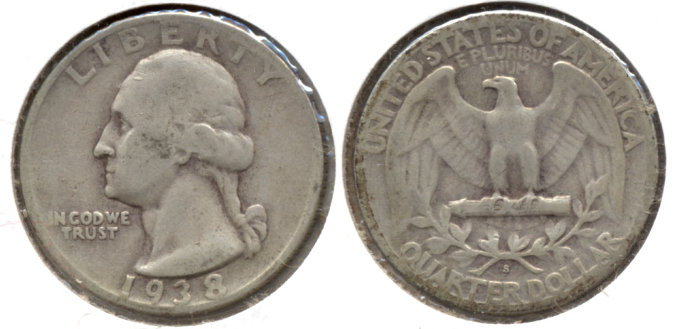1938-S Washington Quarter VG-8 a