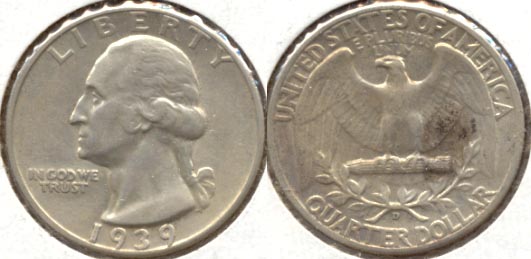 1939-D Washington Quarter AU-50