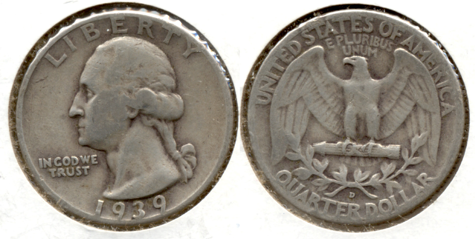 1939-D Washington Quarter VG-8
