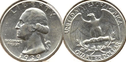 1939 Washington Quarter AU-50 d