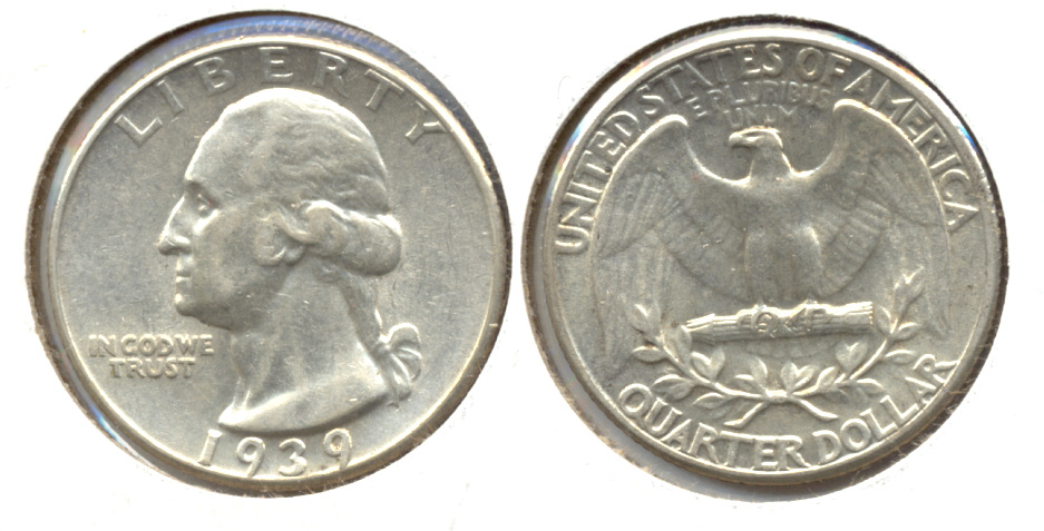 1939 Washington Quarter AU-50 f