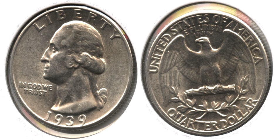 1939 Washington Quarter AU-50 l