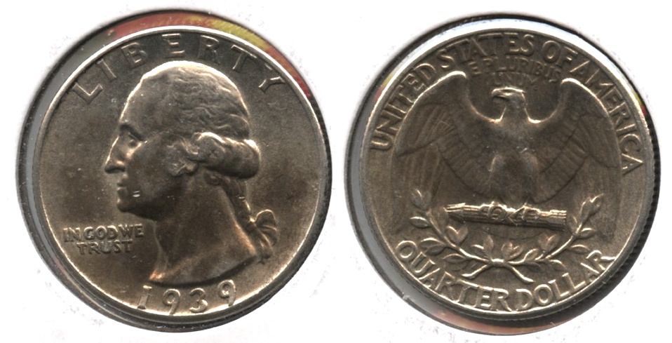 1939 Washington Quarter AU-50 v