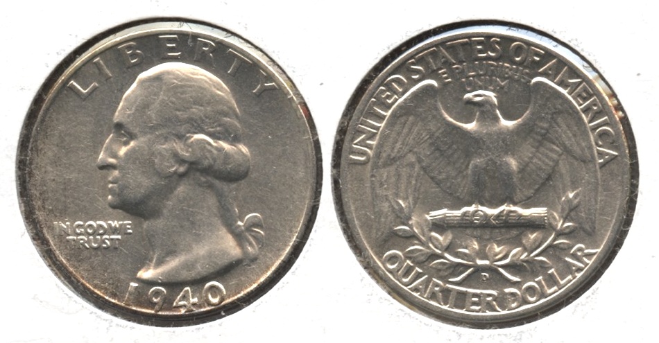 1940-D Washington Quarter EF-40 Lightly Cleaned