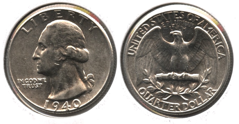 1940 Washington Quarter AU-50 d