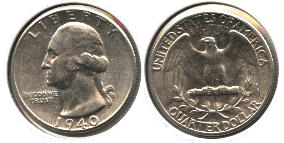 1940 Washington Quarter AU-50 f
